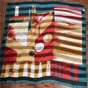 37.5” Square vintage polyester scarf, with multi colors